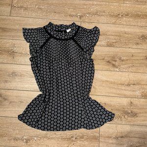 LOFT Butterfly sleeve Black & White Blouse Size Small